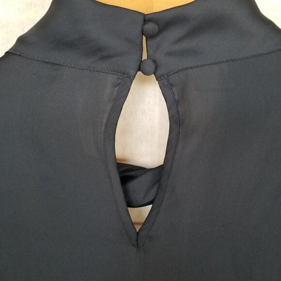 PAIGE Ceres Silky Satin Blouse Top Size XL Dark Navy Midnight Blue Long Sleeves - Picture 8 of 10